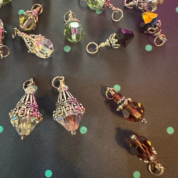 Silver hoops with lots of multicolor crystal dangles - Picture 5 of 5